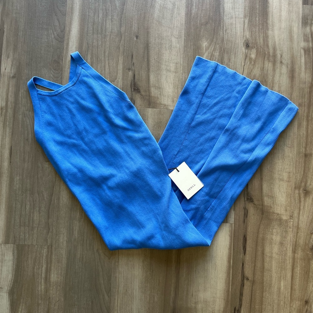 Spell Blue Ribbed Midi Dress